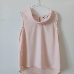 H by Halston pink sleeveless blouse with draped neck detail and keyhole back-M
